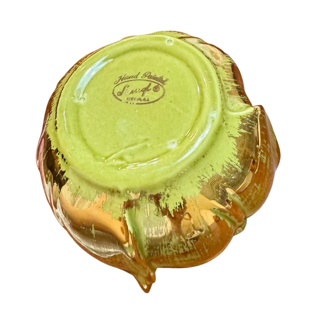 Rare Stangl Pottery MCM Avocado Green 24k Hand Painted Vase - Picture 13 of 15